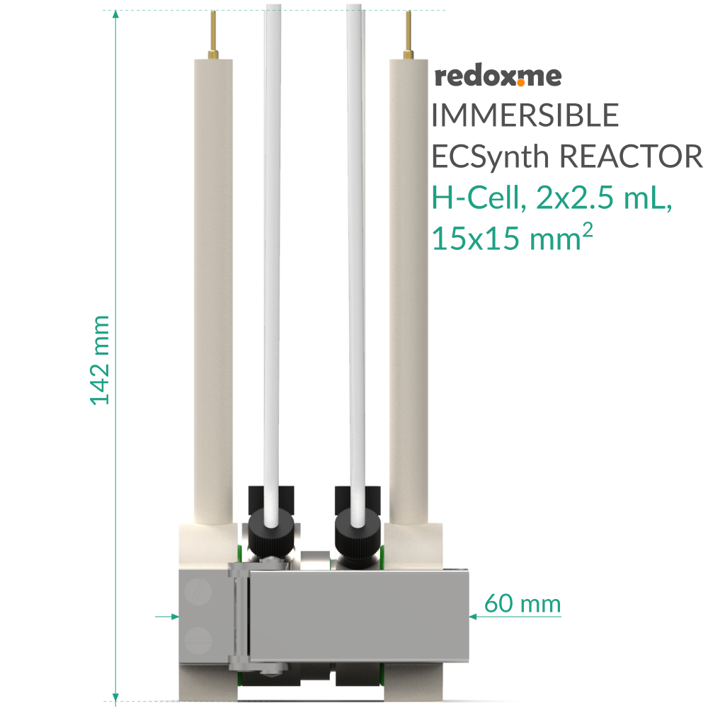 Immersible Electrosynthesis Reactor, H-Cell, 2x1.5 mL, 15x15 mm2