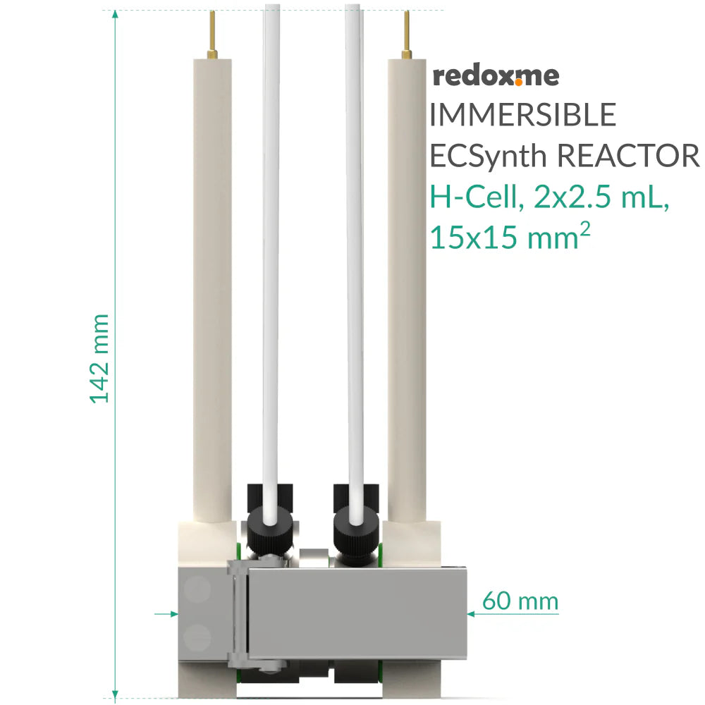 Immersible Electrosynthesis Reactor, H-Cell, 2x1.5 mL, 15x15 mm2 - Thasar S.r.l.