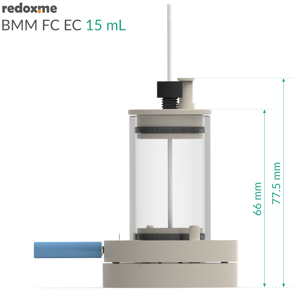 BMM FC EC 15mL - Bottom Magnetic Mount Front Contact Electrochemical Cell, 15mL