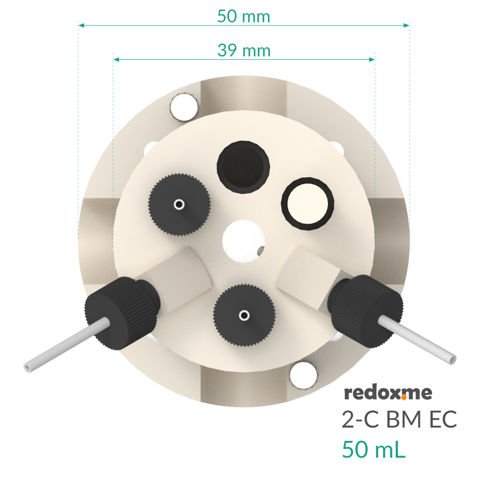2-C BM EC 50 mL - Two-compartment Bottom Mount Electrochemical Cell 50 mL