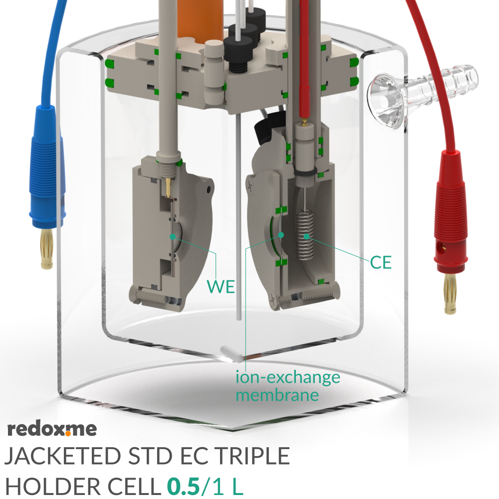 Jacketed Standard Electrochemical Triple Holder Cell