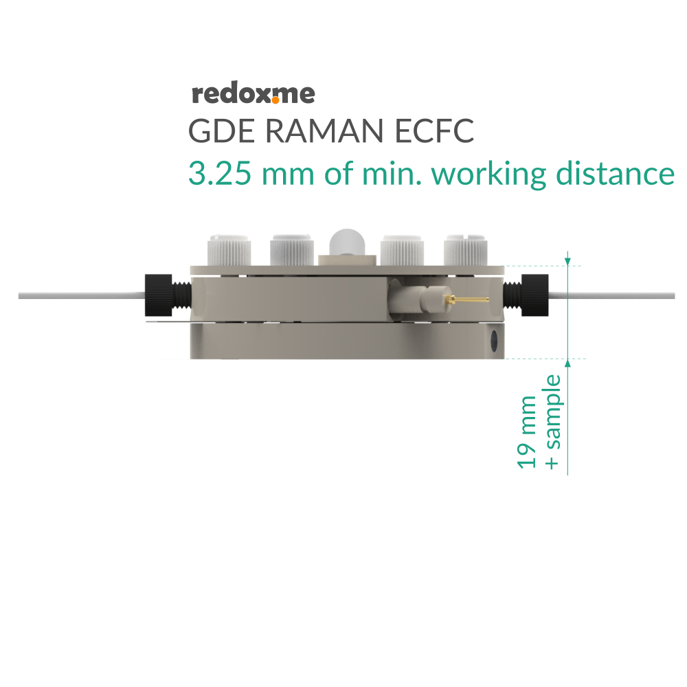 GDE Raman ECFC – Screw Mount Gas Diffusion Electrode Raman Electrochemical Flow Cell, 3.25 mm of min. working distance