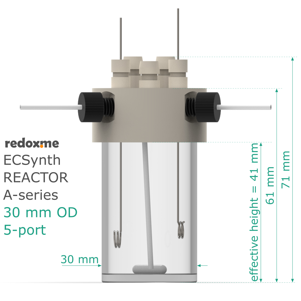 Electrosynthesis Reactor A-series, 30 mm OD, 5-port