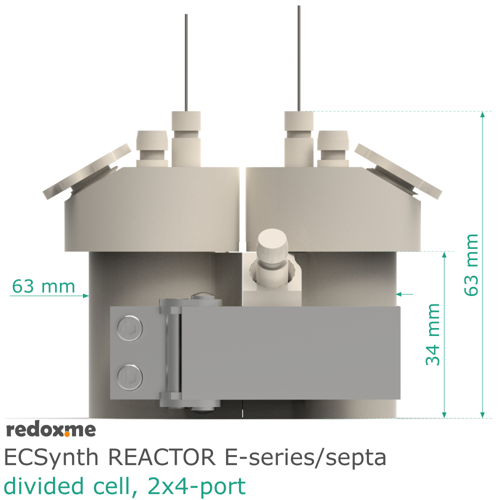 Electrosynthesis Reactor E-series/septa, divided cell, 2x4-port