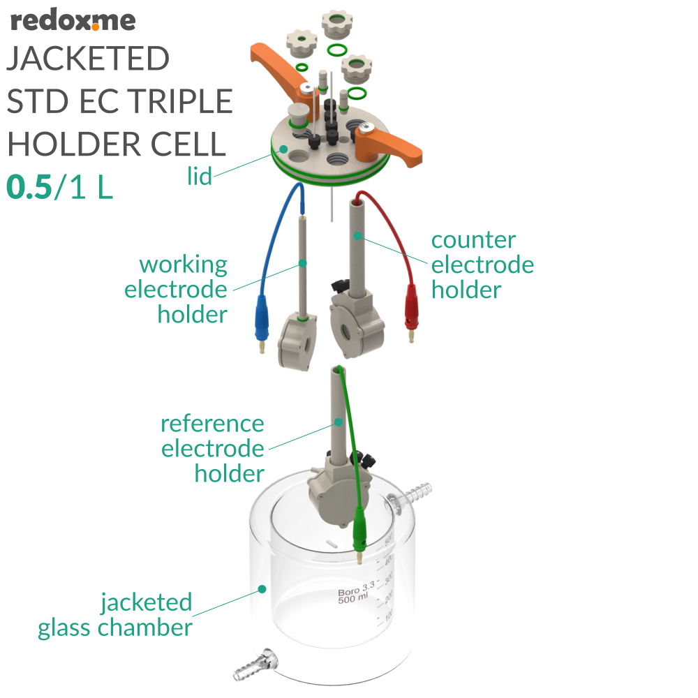 Jacketed Standard Electrochemical Triple Holder Cell