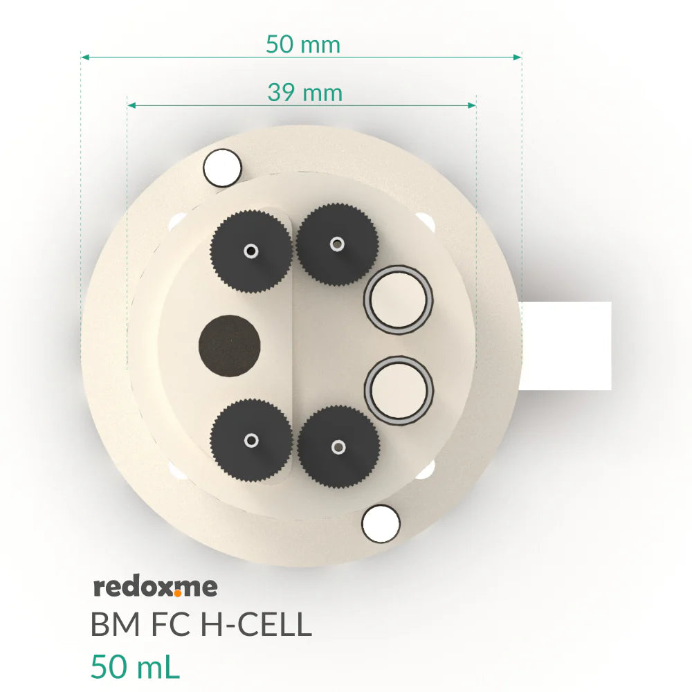 BM FC H-CELL 50 mL - Bottom Mount Front Contact Electrochemical H-Cell 50 mL - Thasar S.r.l.