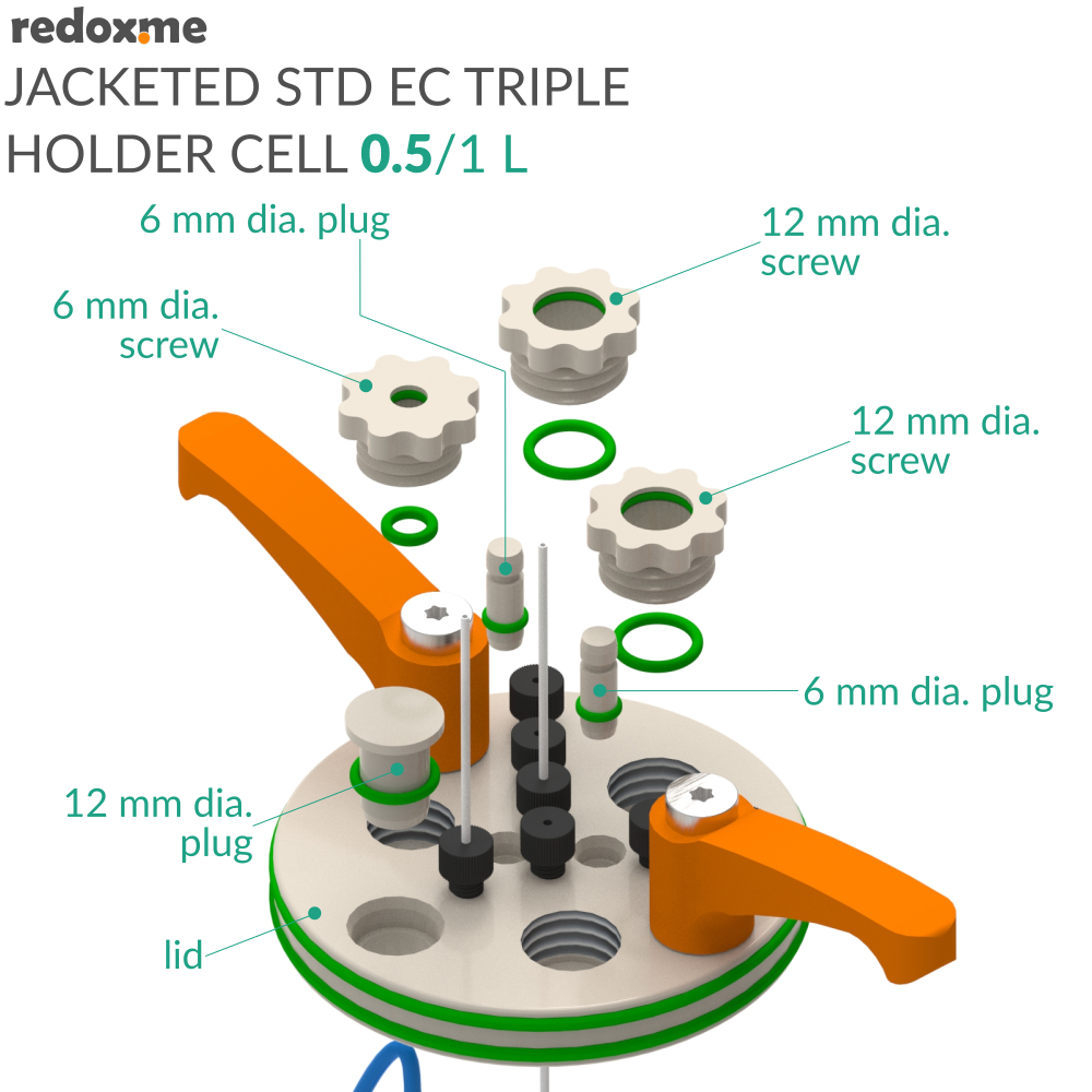 Jacketed Standard Electrochemical Triple Holder Cell