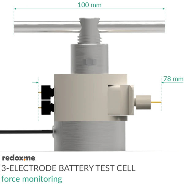 Three Electrode Battery Test Cell – force monitoring