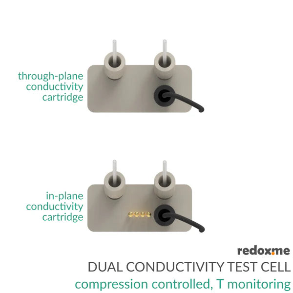 Dual Conductivity Test Cell - compression controled, T monitoring