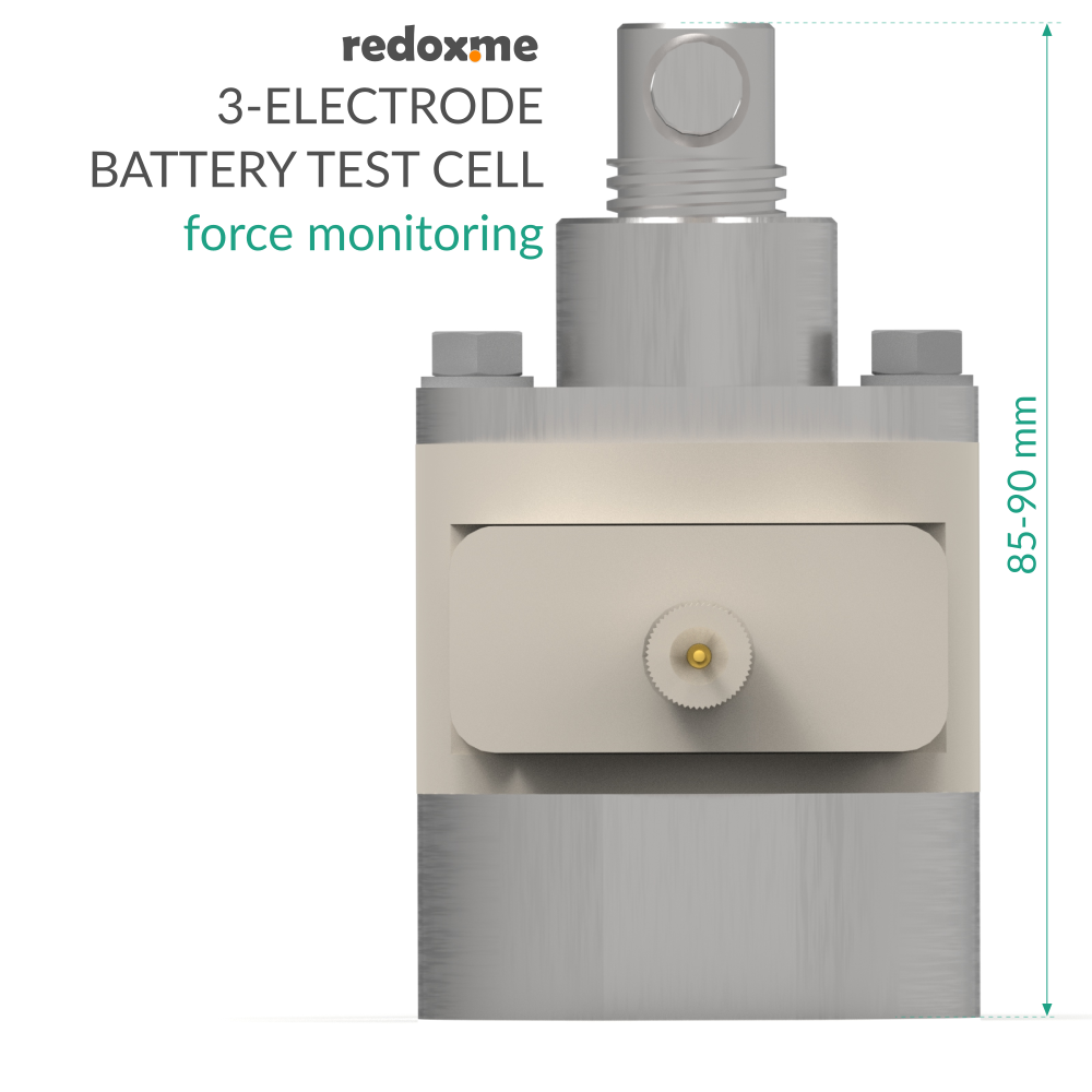 Three Electrode Battery Test Cell – force monitoring
