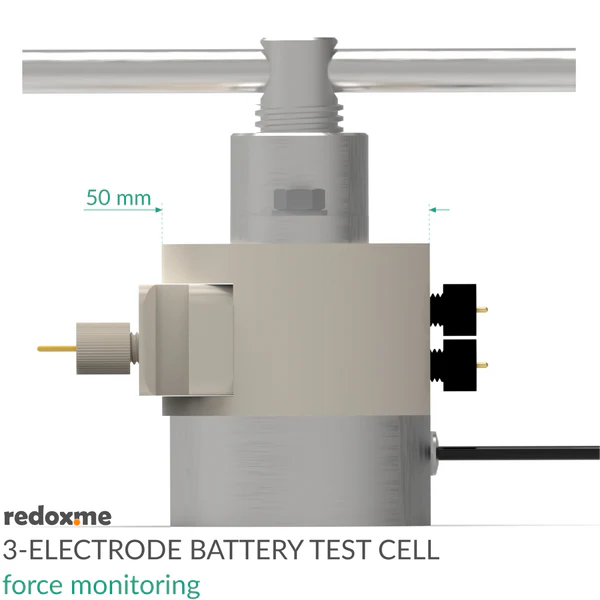 Three Electrode Battery Test Cell – force monitoring