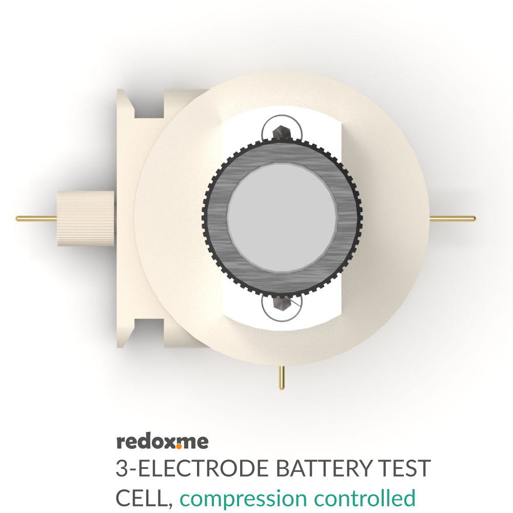 Three Electrode Battery Test Cell – compression controlled