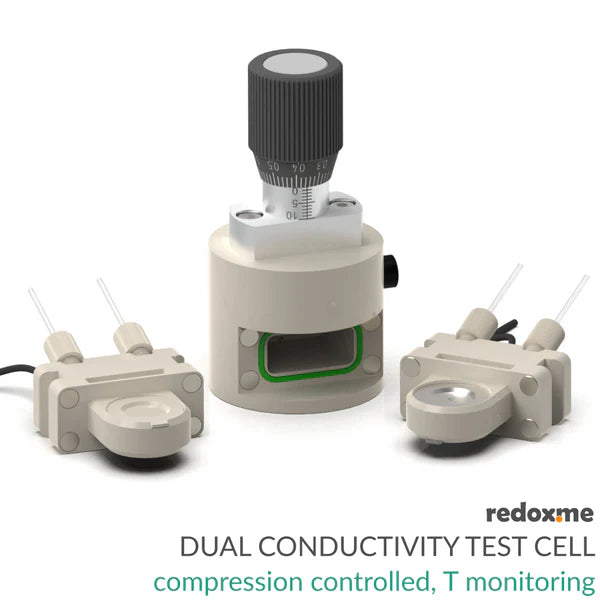 Dual Conductivity Test Cell - compression controled, T monitoring