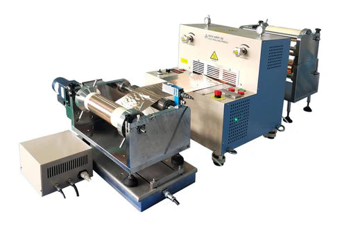 Roll to Roll Heating Calender (8" W) up to 110C for Multi-layer Laminating - HRP-03RRL - Thasar S.r.l.