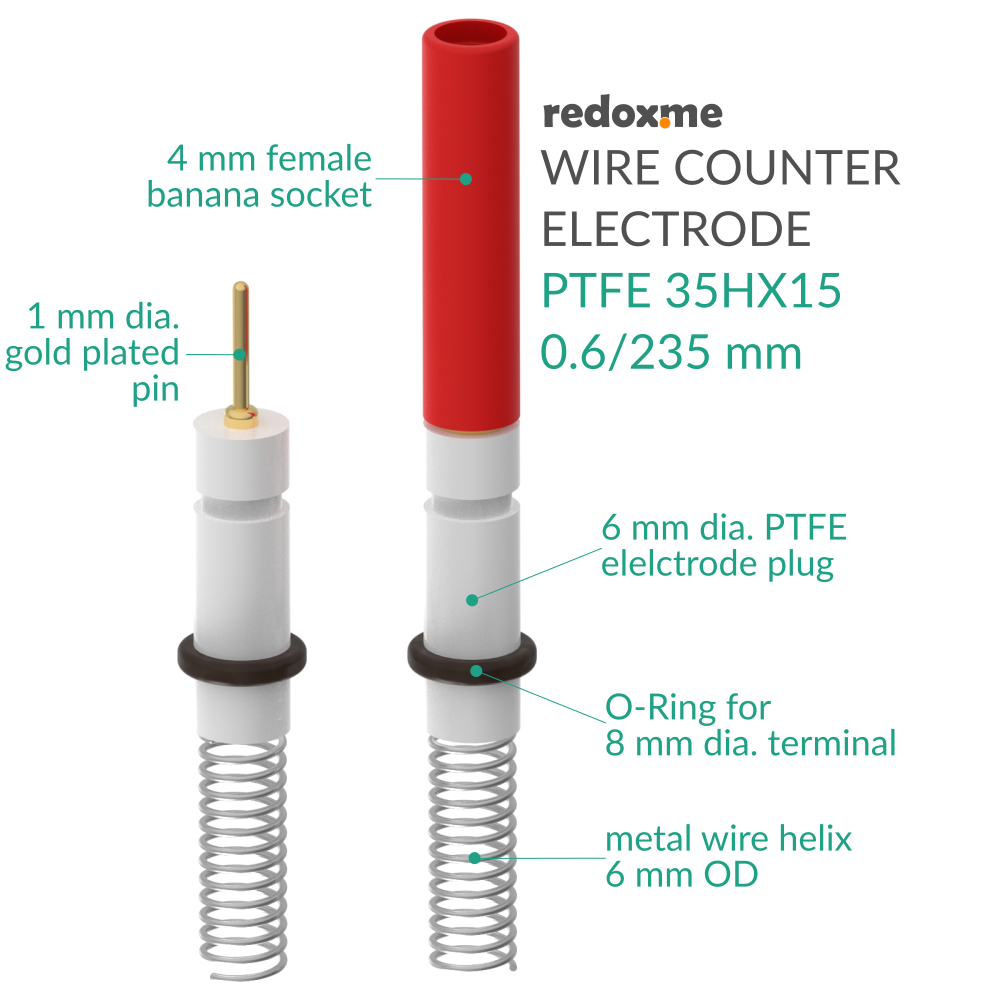 Metal Wire Auxiliary Electrode - PTFE 35HX15 0.6/235 mm