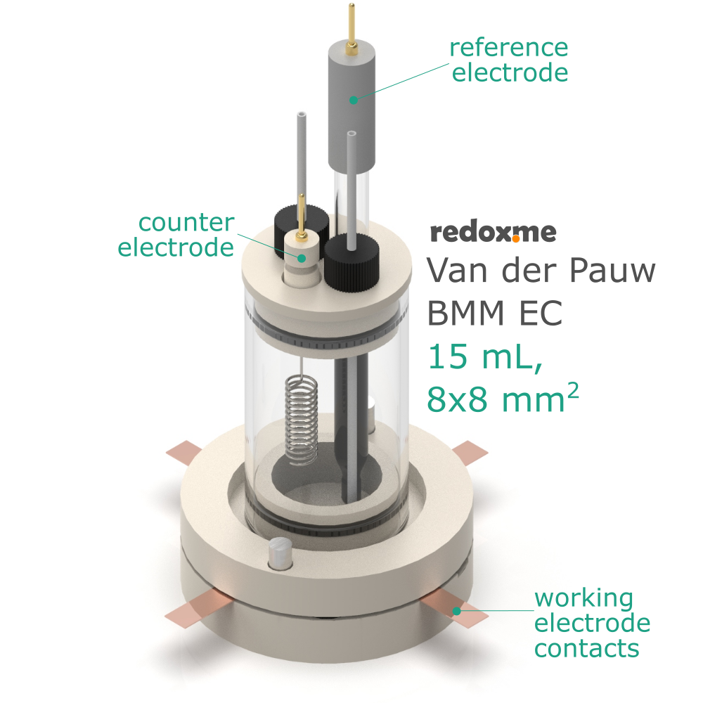 Van der Pauw BM/BMM EC, 15 mL - Van der Pauw Bottom Mount Electrochemical Cell