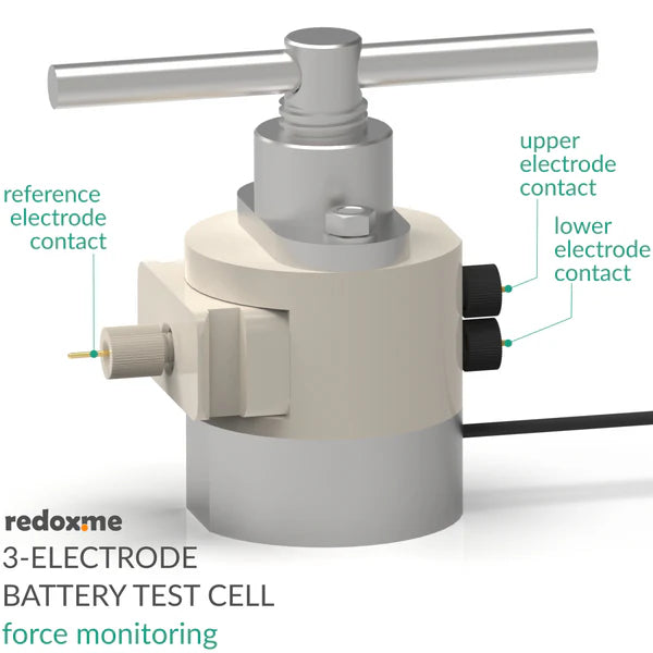 Three Electrode Battery Test Cell – force monitoring