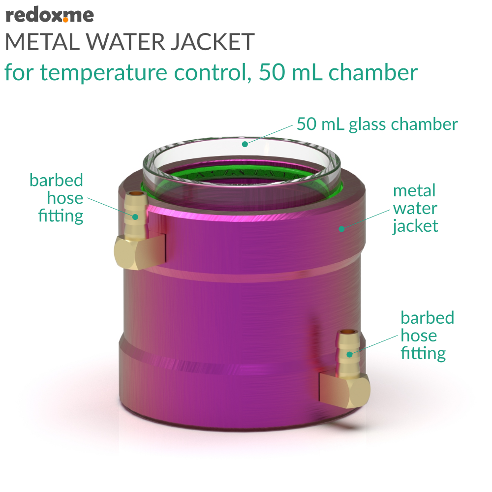 Metal Water Jacket for Temperature Control, 50 mL chamber