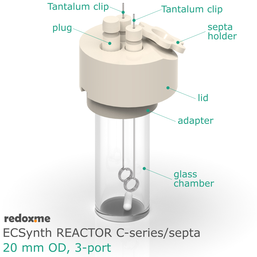 Electrosynthesis Reactor C-series/septa, 20 mm OD, 3-port