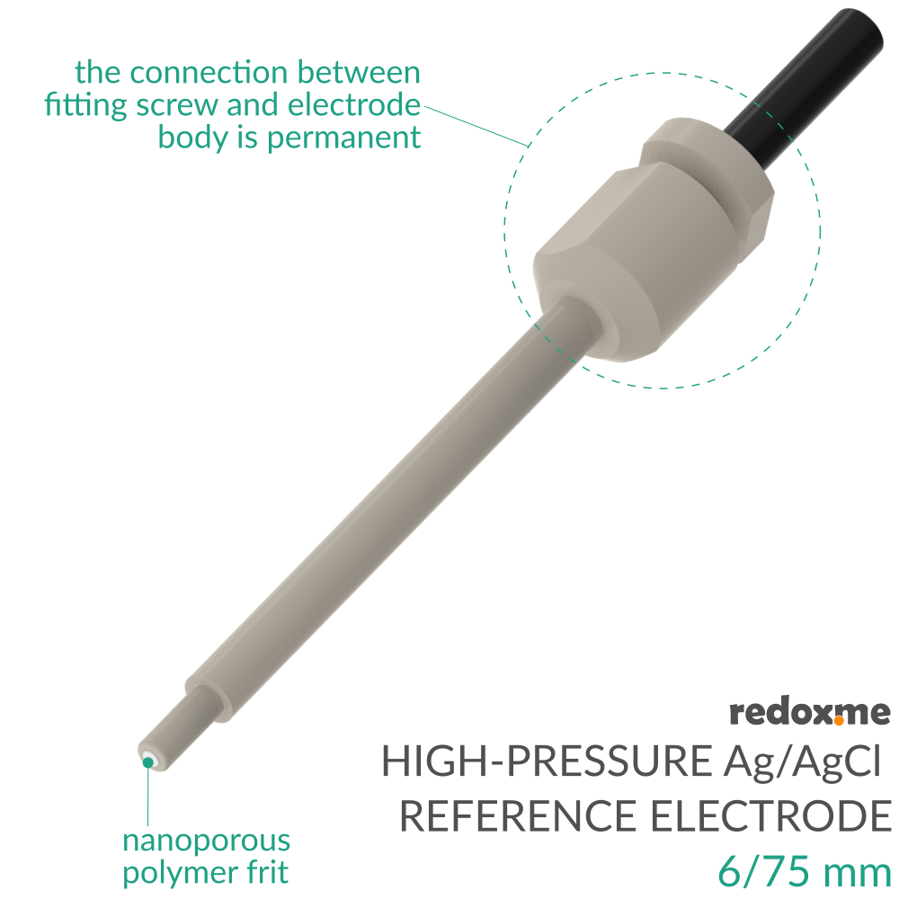High-Pressure Ag/AgCl Reference Electrode - 6/75 mm