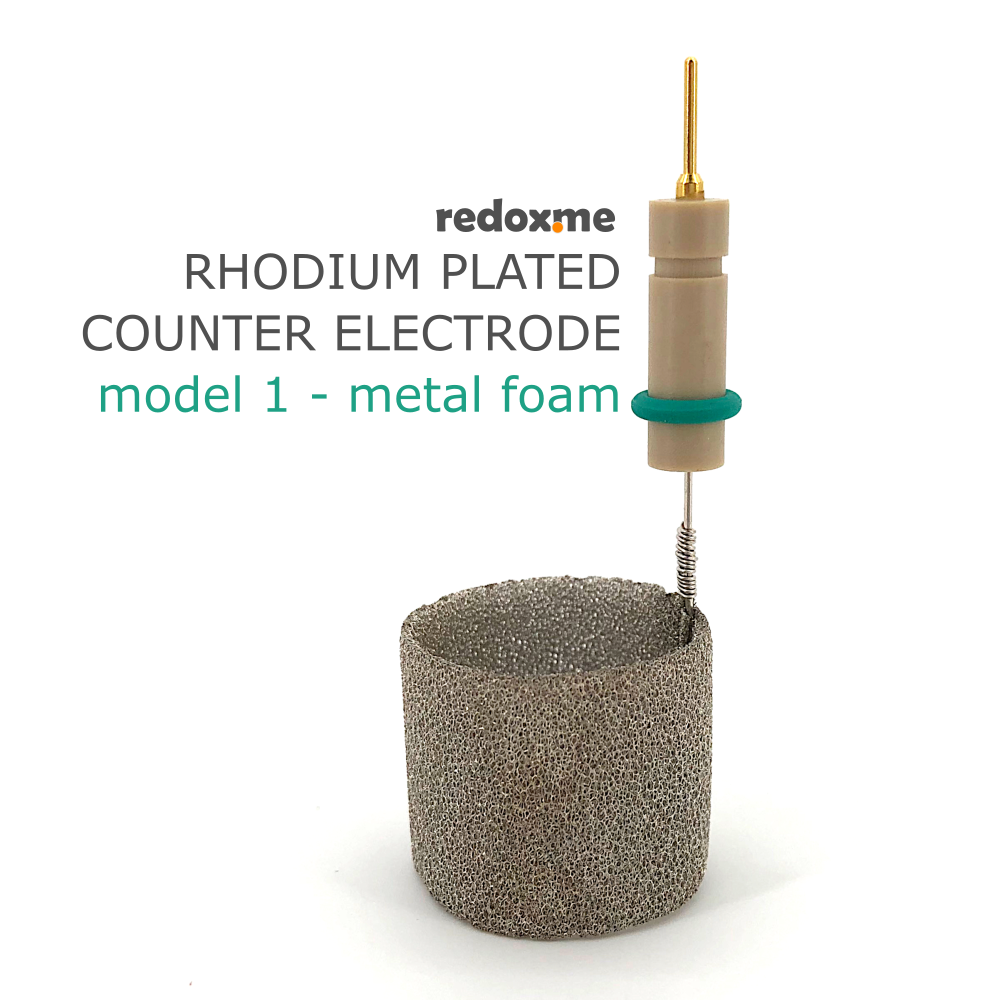 Rhodium plated counter electrode, model 1 – metal foam