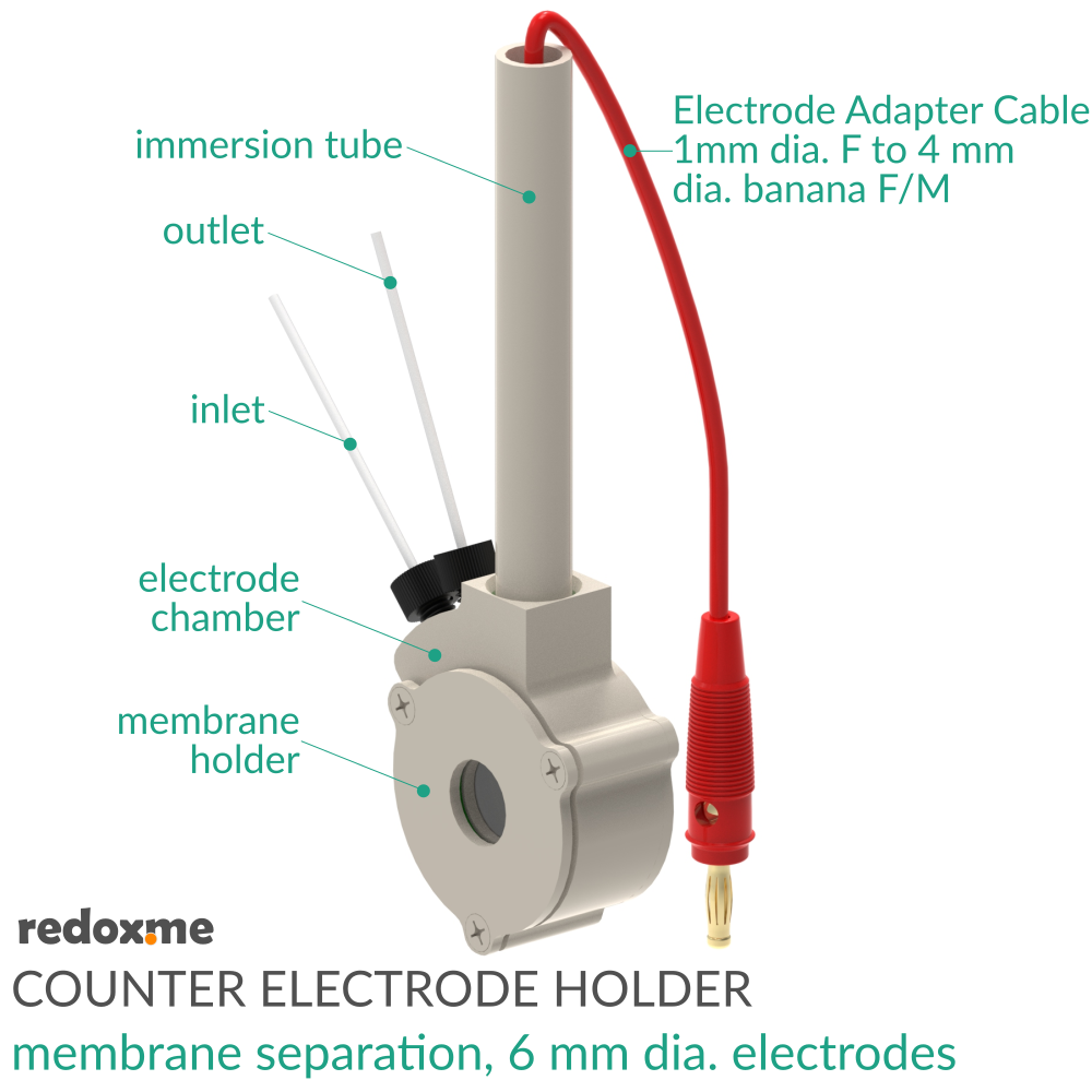 Counter Electrode Holder - membrane separation, 6 mm dia. electrodes