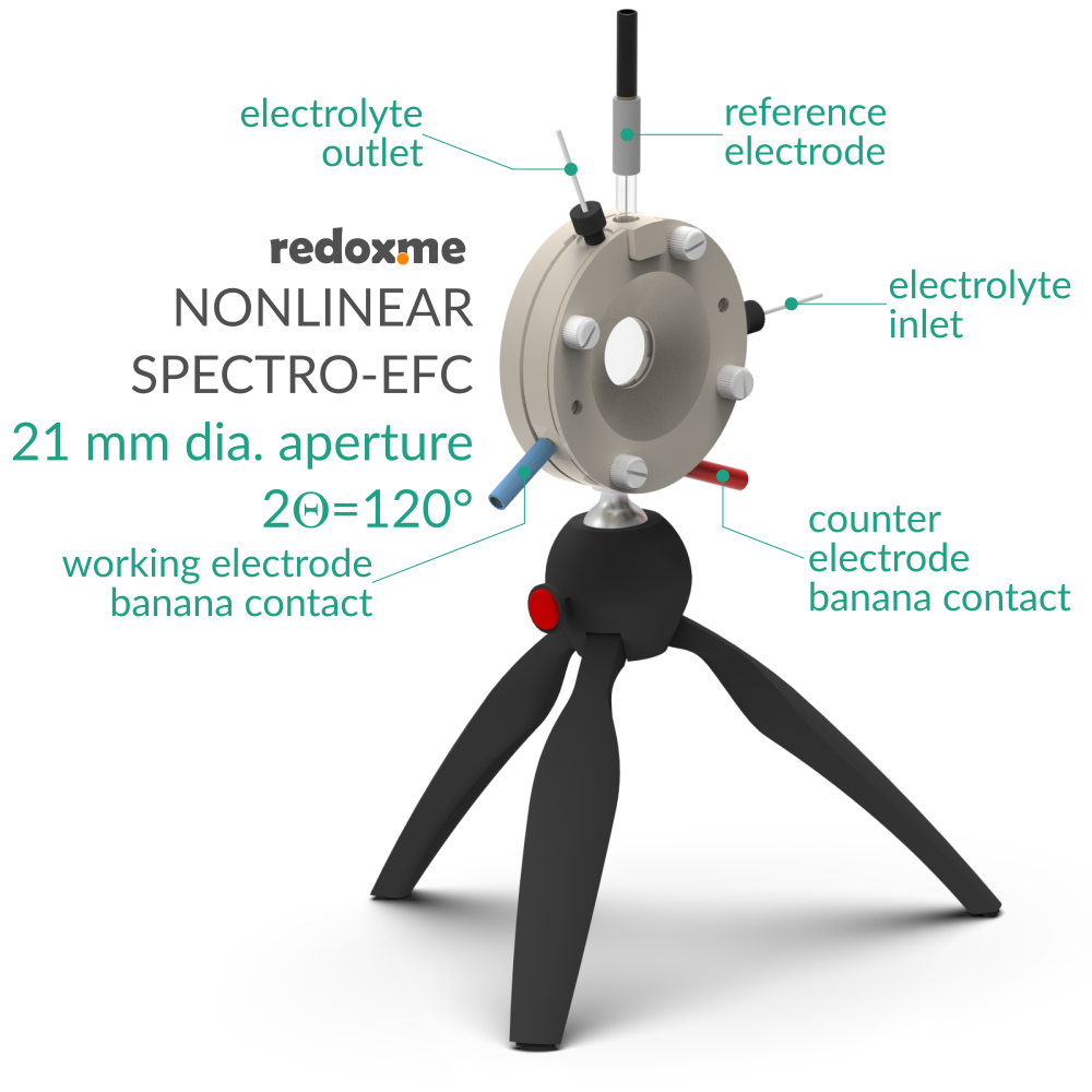 Nonlinear Spectro-EFC, 21 mm dia. aperture, 2Theta=120 degrees - Screw Mount Nonlinear Spectro-Electrochemical Flow Cell