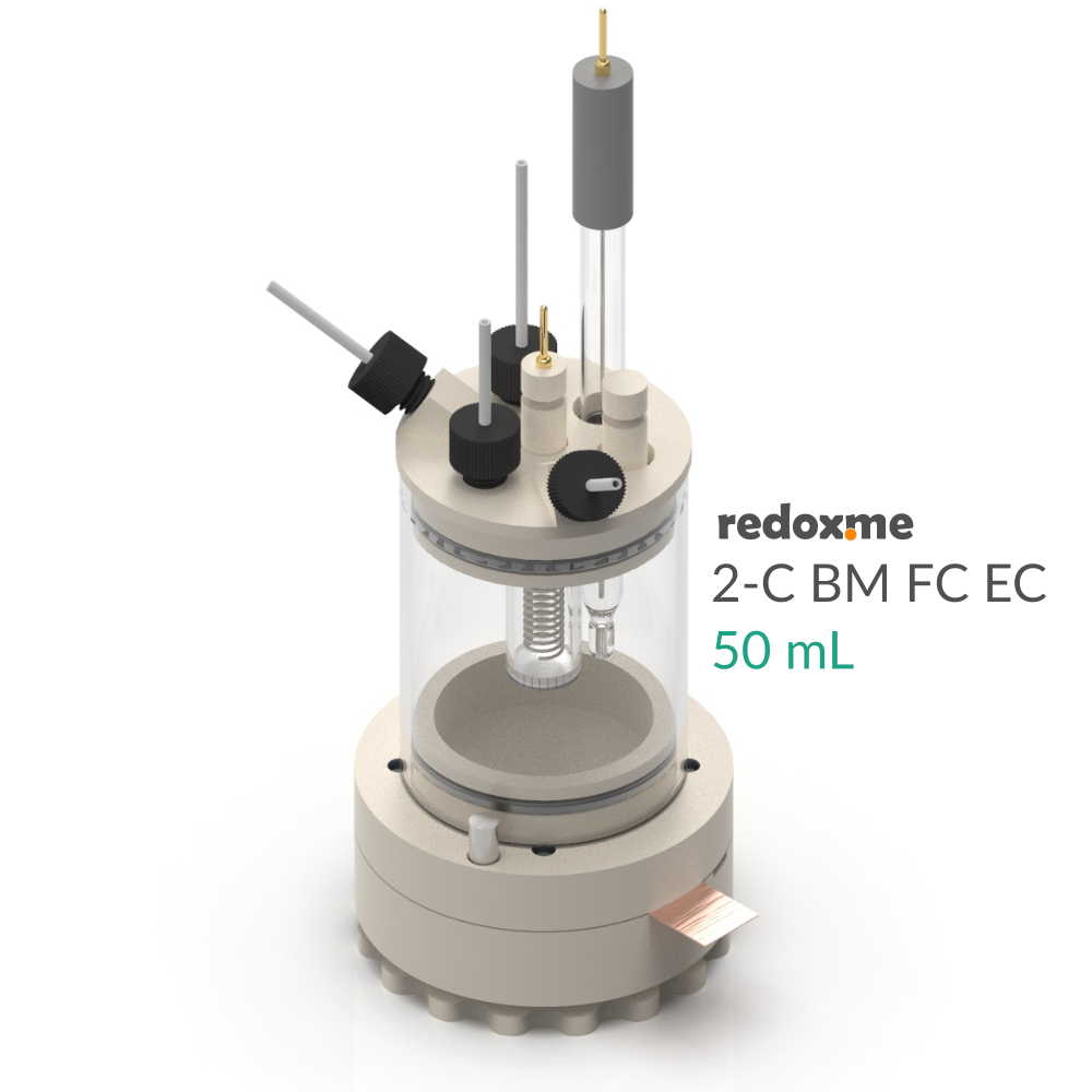 2-C BM FC EC 50 mL - Two-compartment Bottom Mount Front Contact Electrochemical Cell 50 mL
