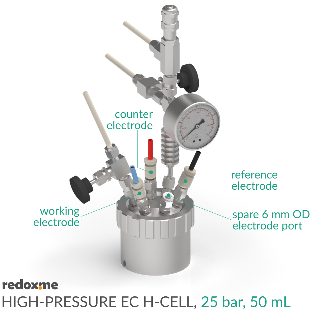High-Pressure EC H-Cell, 25 bar, 50 mL - High-Pressure Electrochemical H-Cell