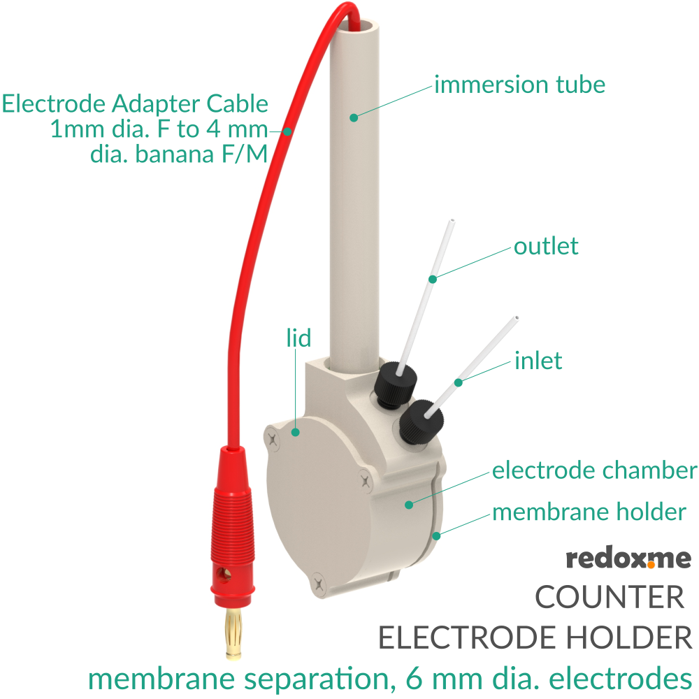 Counter Electrode Holder - membrane separation, 6 mm dia. electrodes