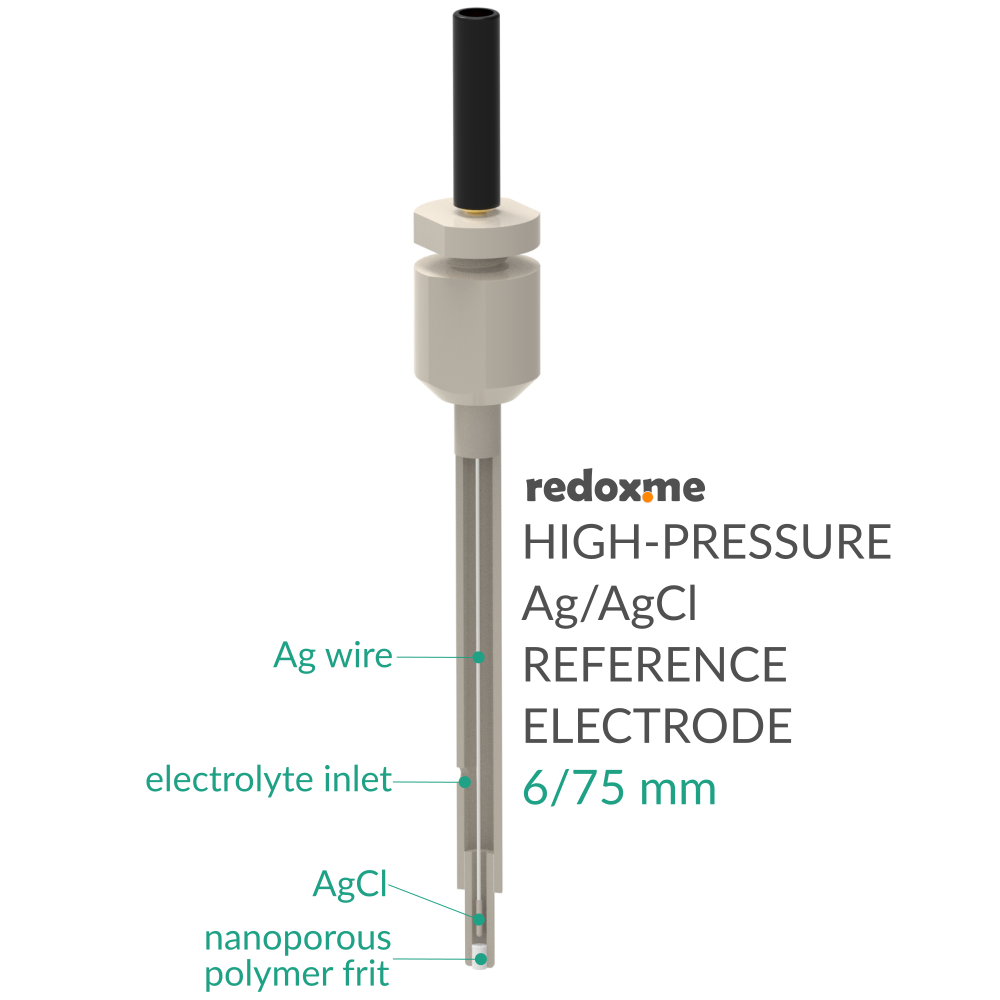 High-Pressure Ag/AgCl Reference Electrode - 6/75 mm