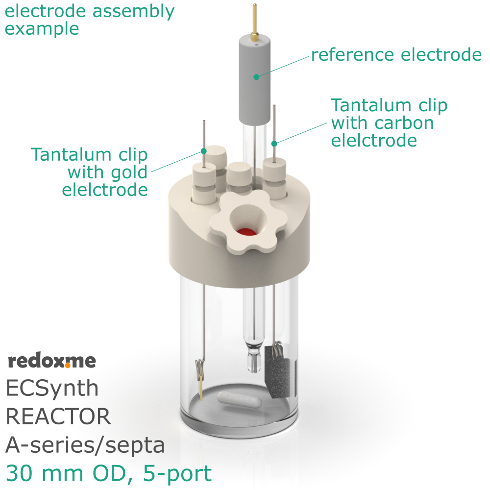 Electrosynthesis Reactor A-series/septa, 30 mm OD, 5-port