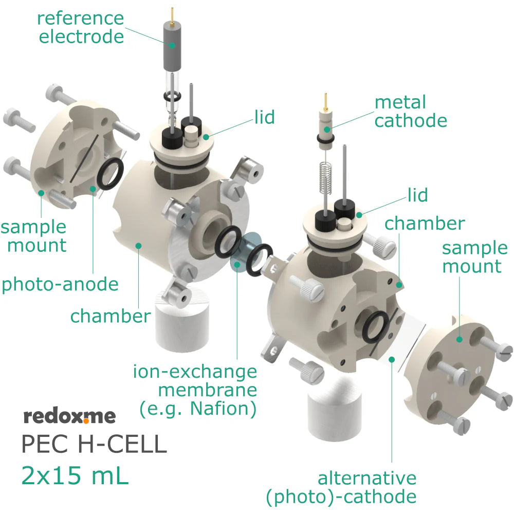 PEC H-Cell 2x15 mL- Photo-Electrochemical H-Cell - Thasar S.r.l.