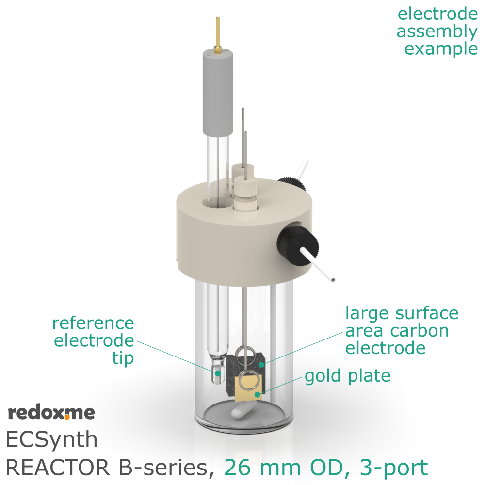 Electrosynthesis Reactor B-series, 26 mm OD, 3-port
