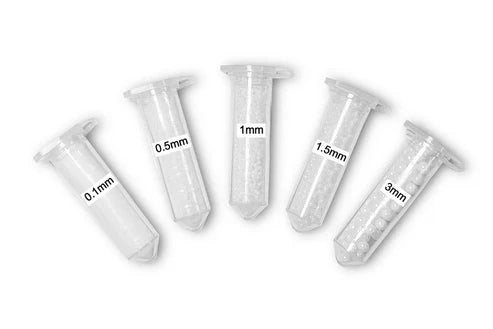 Pre-filler Milling balls each of 0.1, 0.5, 1.0, 1.5 and 3.0mm(Total 5 pcs in one set) in 2.0ml tube - Thasar S.r.l.