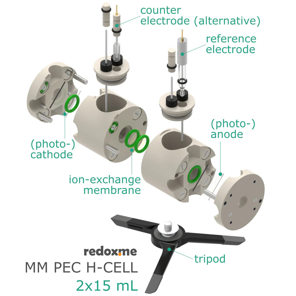MM PEC H-Cell 2x15 mL- Magnetic Mount Photo-Electrochemical H-Cell - Thasar S.r.l.
