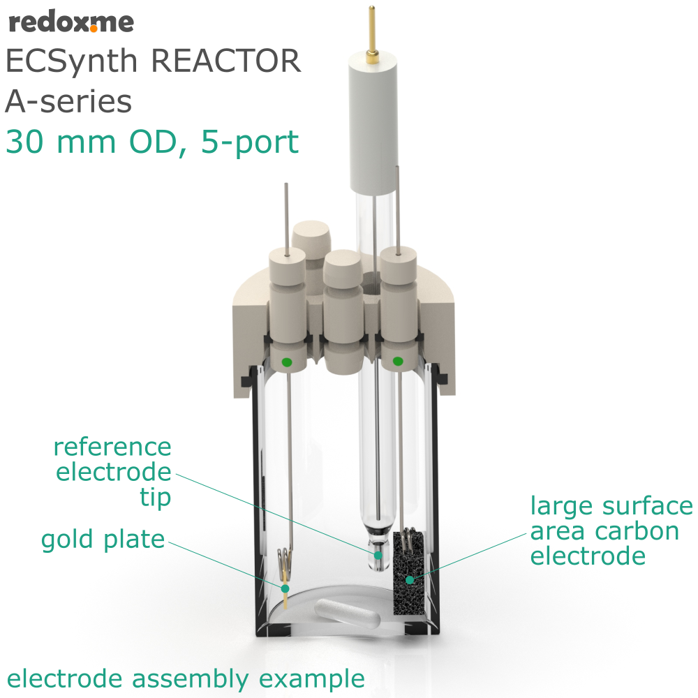 Electrosynthesis Reactor A-series, 30 mm OD, 5-port