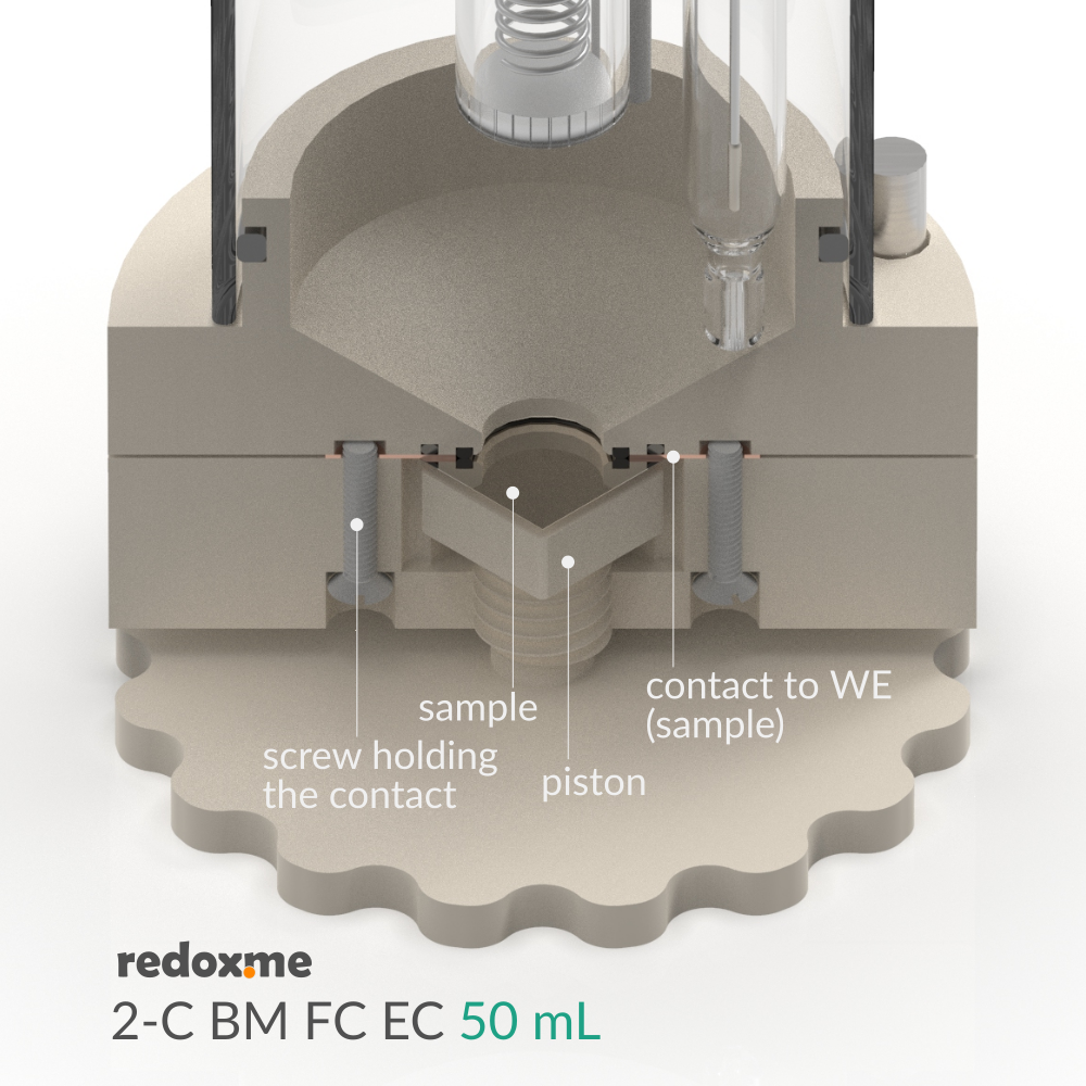 2-C BM FC EC 50 mL - Two-compartment Bottom Mount Front Contact Electrochemical Cell 50 mL