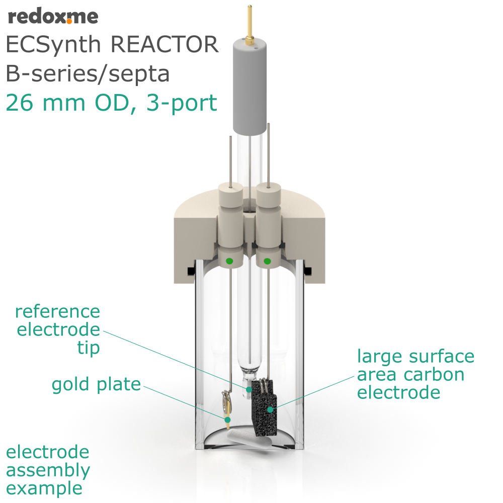 Electrosynthesis Reactor B-series/septa, 26 mm OD, 3-port