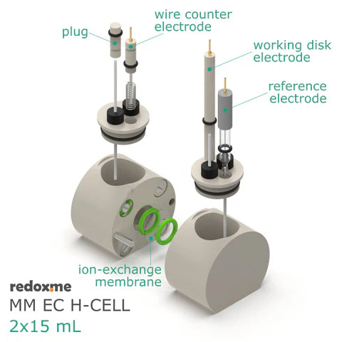 MM EC H-Cell 2x15 mL- Magnetic Mount Electrochemical H-Cell - Thasar S.r.l.