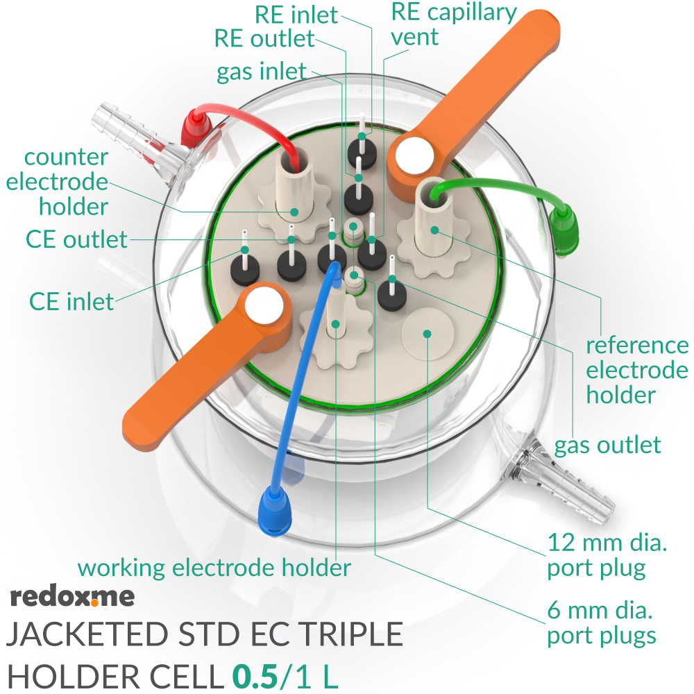 Jacketed Standard Electrochemical Triple Holder Cell