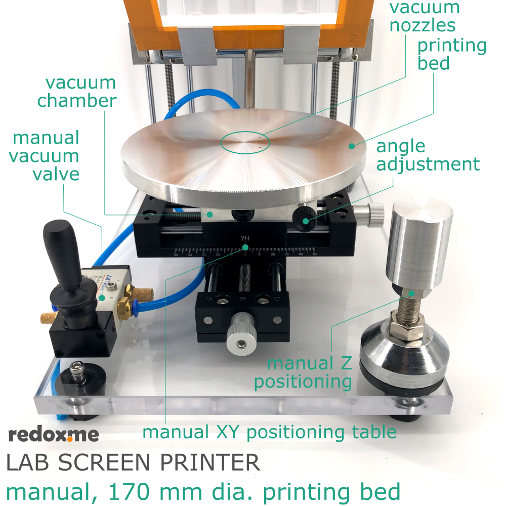 Laboratory Screen Printer - manual, 170 mm dia. printing bed