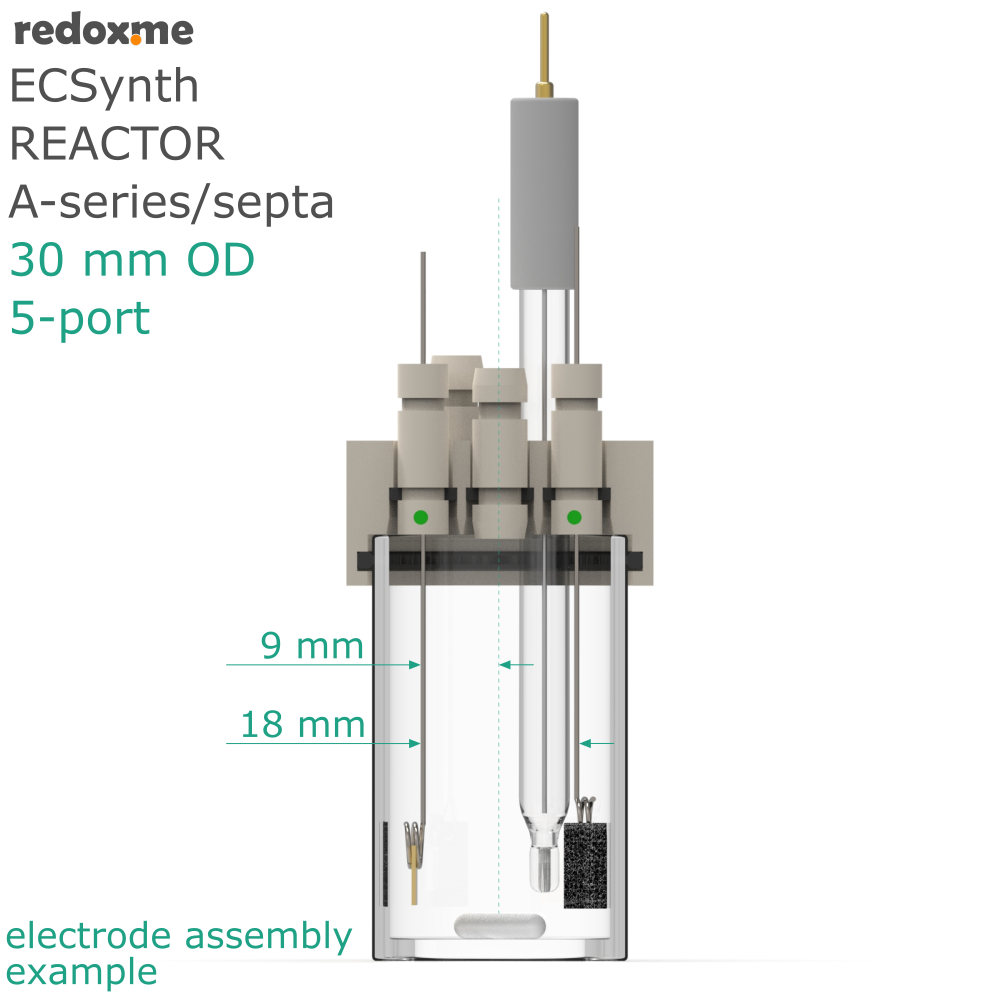 Electrosynthesis Reactor A-series/septa, 30 mm OD, 5-port