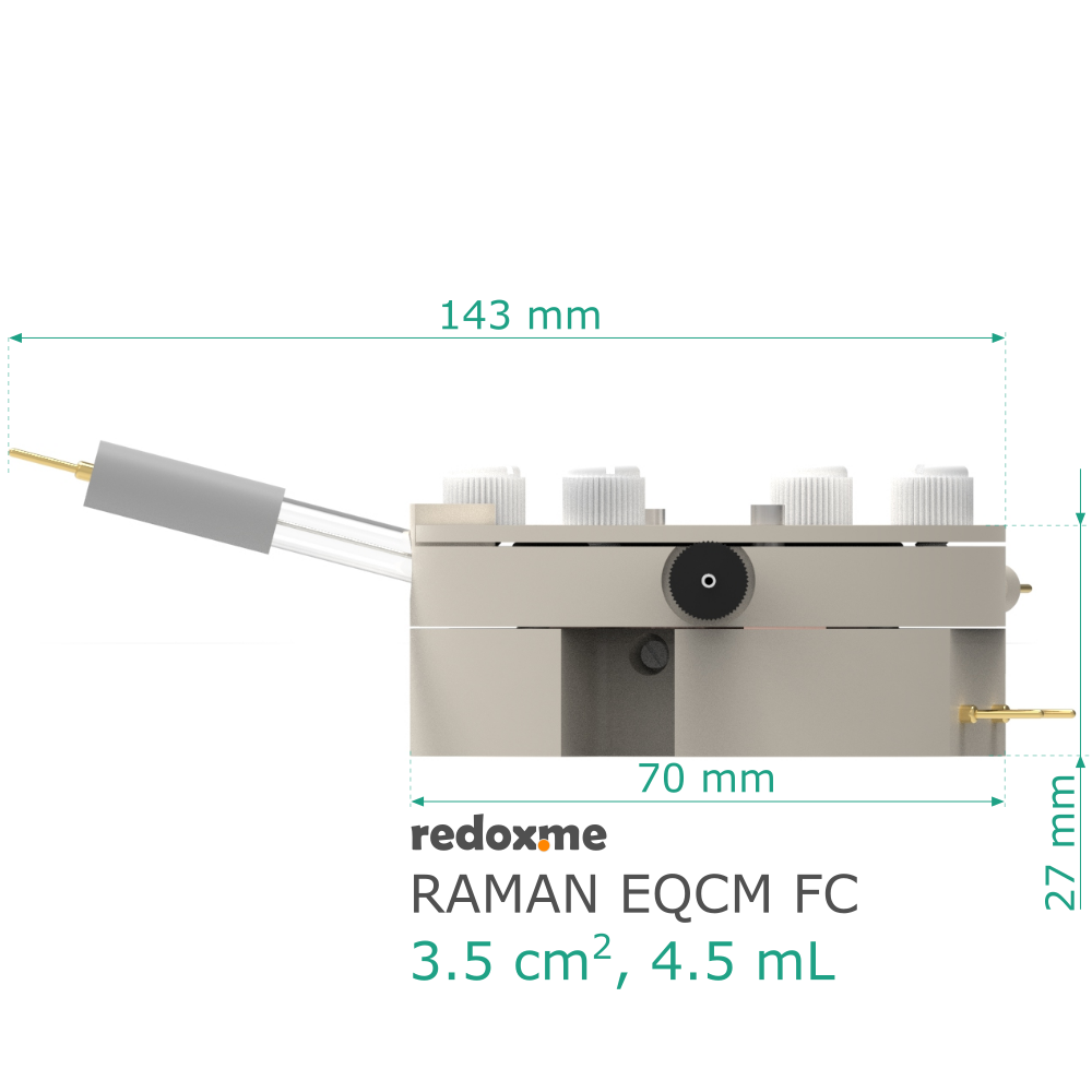Raman EQCM FC 3.5 cm2, 4.5 mL – Raman Electrochemical Quartz Crystal Microbalance Flow Cell Flow Cell