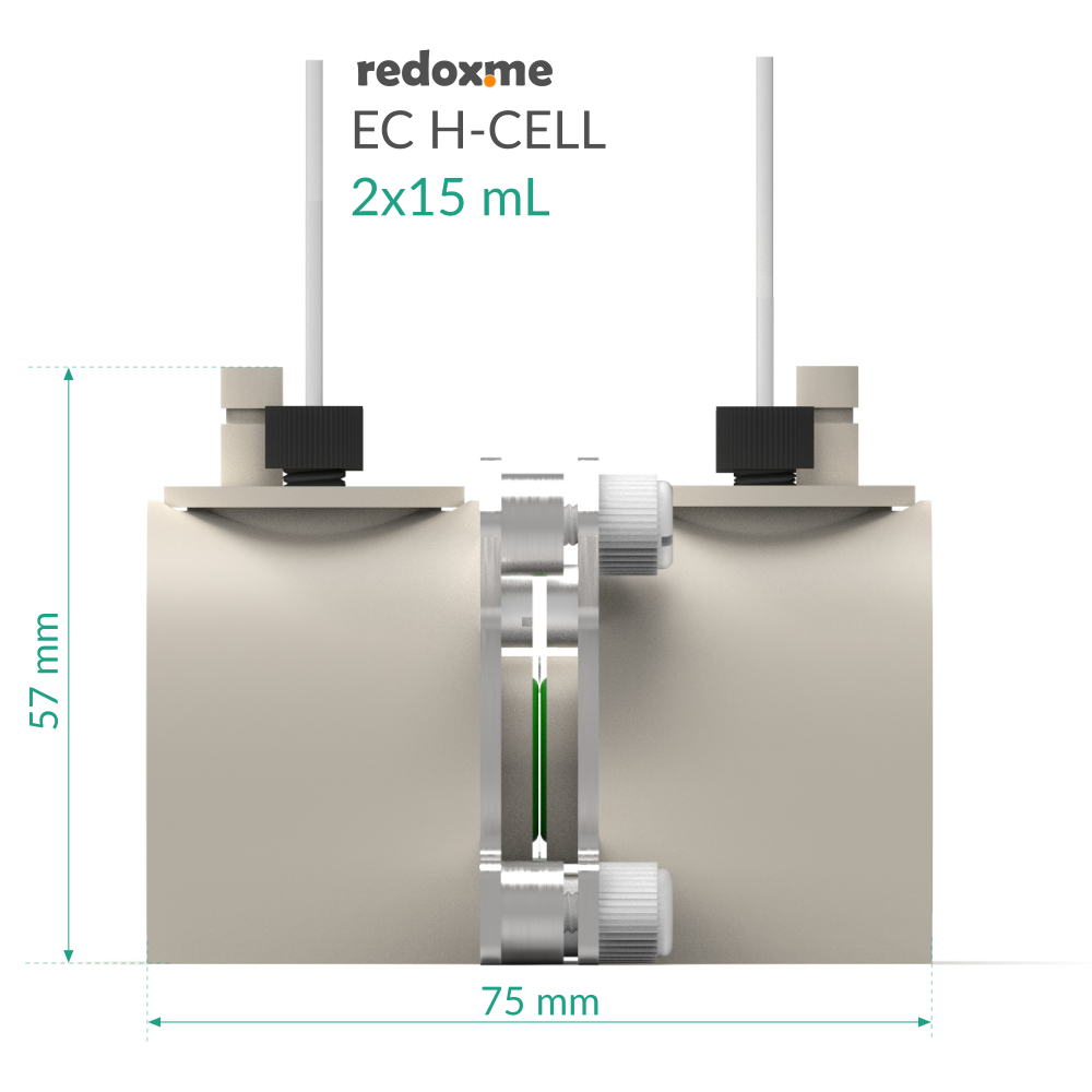 EC H-Cell 2x15 mL- Screw Mount Electrochemical H-Cell
