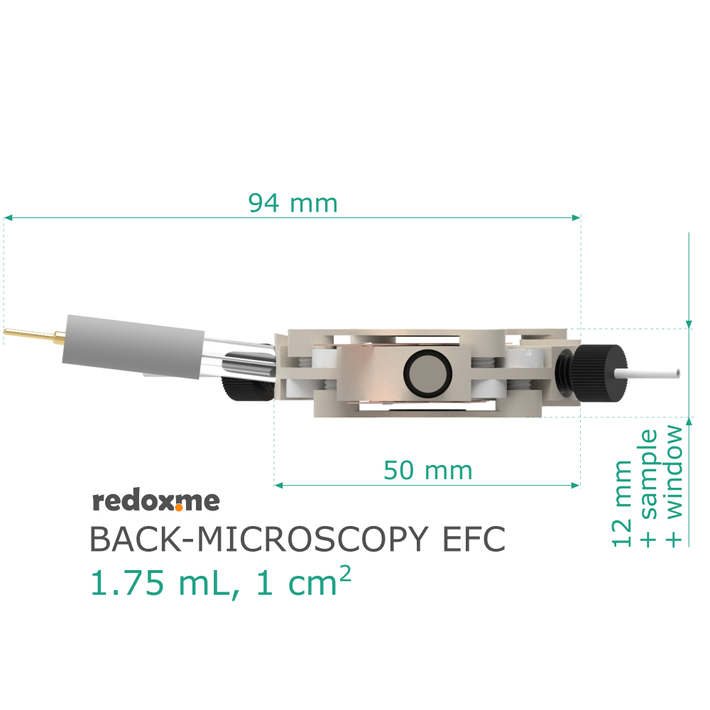 Back-microscopy EFC, 1.75 mL - Back-microscopy Electrochemical Flow Cell, volume: 1.75 mL
