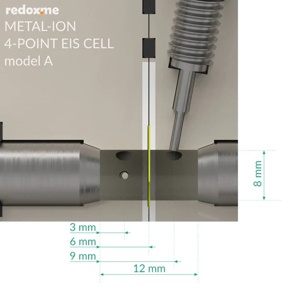 Metal-ion 4-point EIS, model A – Metal-ion 4-point Electrochemical Impedance Spectroscopy Cell, model A