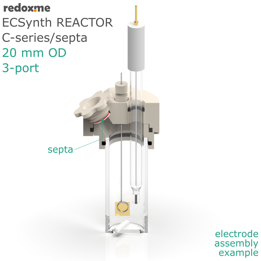 Electrosynthesis Reactor C-series/septa, 20 mm OD, 3-port