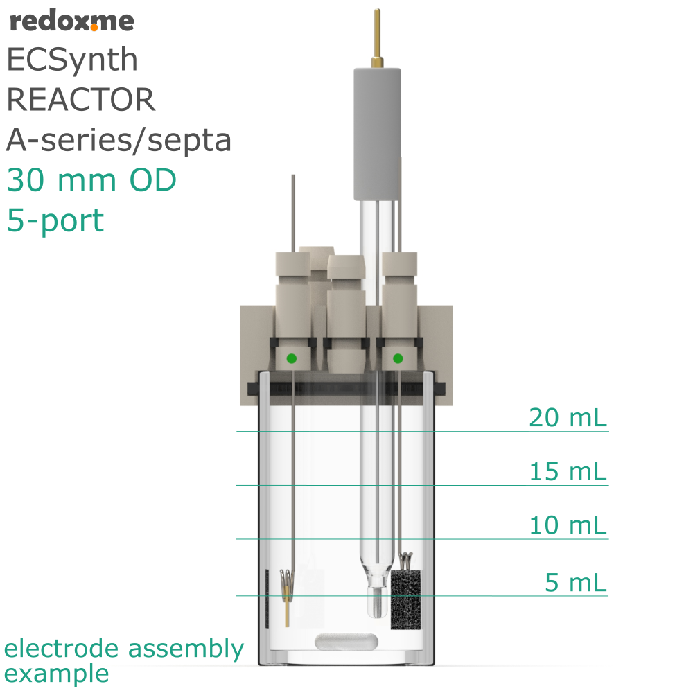 Electrosynthesis Reactor A-series/septa, 30 mm OD, 5-port