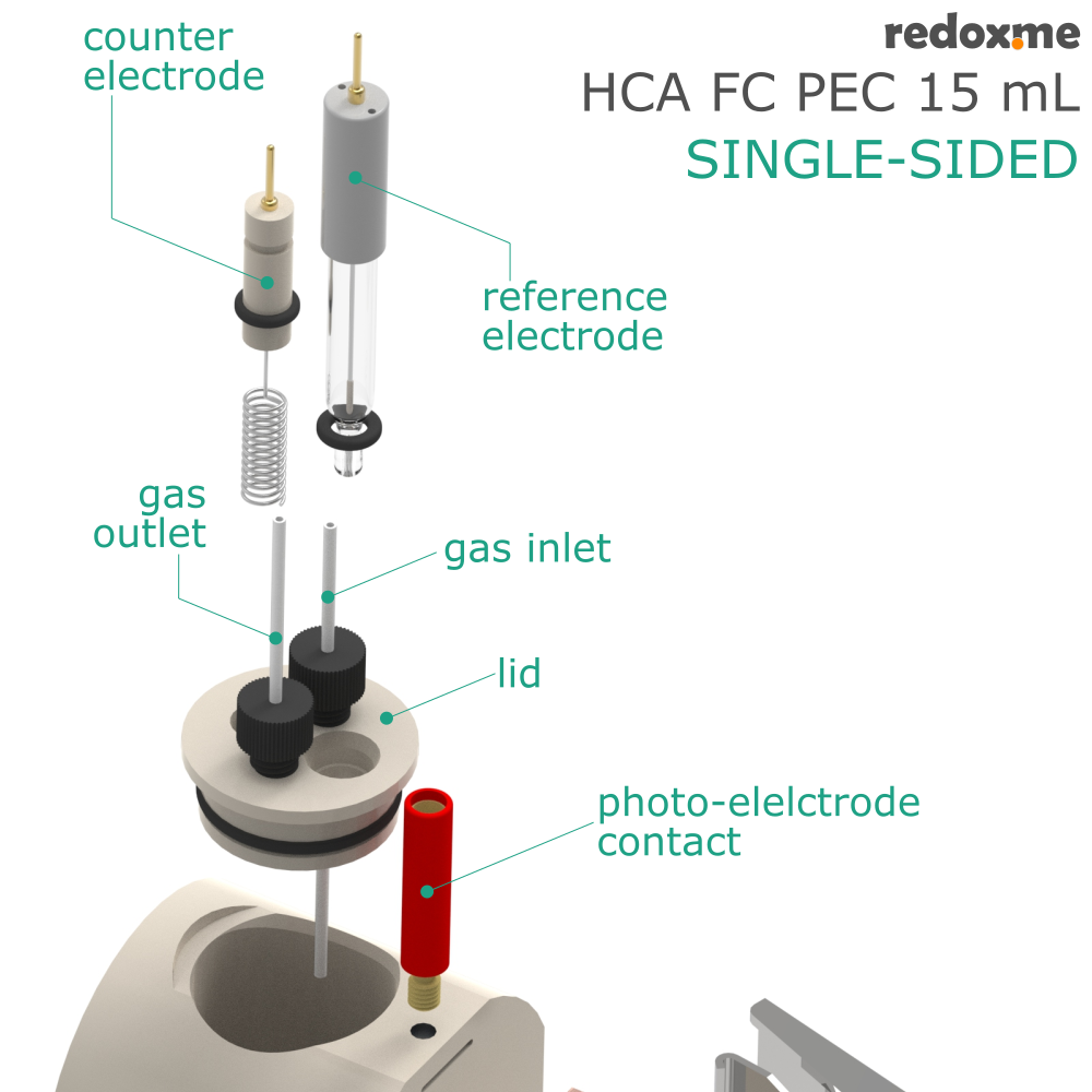 HCA FC PEC 15 mL single-sided - Hook Clamp Assembled Front Contact Photo-electrochemical Cell